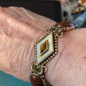 Tiger eye bracelet SIZE 7” Sterling Silver marked 925  VK